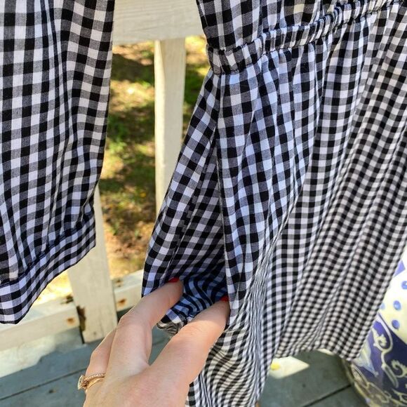 Charles Henry Black White Gingham Check Button Up Dress - Picture 8 of 9